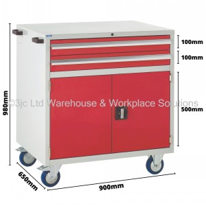 Euroslide Storage Cabinet Mobile 2 Drawers & Cupboard
